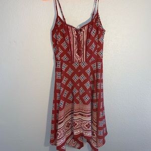 Xhilaration Maroon Boho Patterned Dress